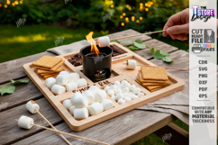 S'mores Station Tray Laser Cut | S'mores Bar Organizer SVG Product Image 1