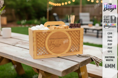S'mores Station Box with Handle Laser Cut | S'mores Basket Product Image 1