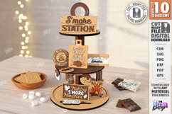 S'mores Tiered Tray with Mini Signs Laser Cut | Kitchen SVG Product Image 1