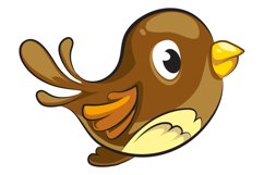 Cartoon sparrow. Cute little bird. Brown passer Product Image 1