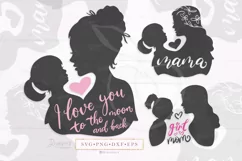 Girl Mom Svg, Mother Daughter Silhouette, Love You Mom 003 Product Image 1