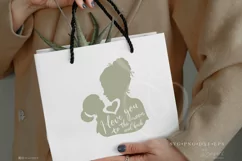 Girl Mom Svg, Mother Daughter Silhouette, Love You Mom 003 Product Image 3