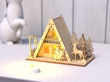 Laser Cut Christmas House SVG | A-Frame Cabin Light-Up Xmas Product Image 3