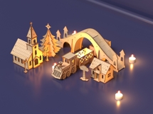 Christmas Town Laser Cut File Wooden Village Scene Product Image 3