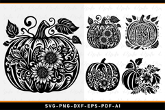 Floral Flowers Pumpkin SVG Designs, Fall SVG, Thanksgiving Product Image 1
