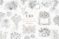 Floral Line Art illustration SVG &amp;PNG 140 minimalist art 150 Product Image 1