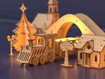 Christmas Town Laser Cut File Wooden Village Scene Product Image 4