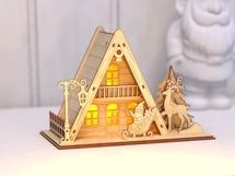 Laser Cut Christmas House SVG | A-Frame Cabin Light-Up Xmas Product Image 4