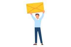 Little man with big letter. Mail notification concept Product Image 1
