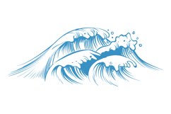 Sea waves. Nautical water cwirl in vintage sketch style Product Image 1