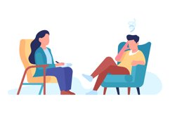 Therapy session. Man talking with psychologist about mental Product Image 1