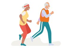 Old people jogging. Man and woman training run Product Image 1