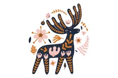 Deer silhouette with natural forest motif. Fairytale animal Product Image 1