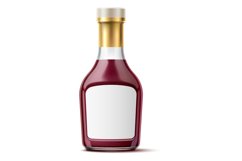 Bbq sauce. Realistic glass bottle with label mockup Product Image 1