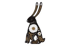 Rabbit in nordic folklore style. Ornamental scandinavian har Product Image 1