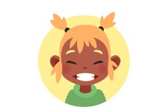 Funny little girl. Flat round head portrait Product Image 1