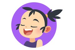 Happy asian girl avatar. Round profile picture Product Image 1