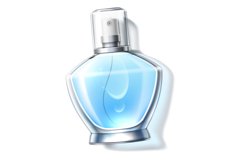 Blue perfume bottle. Realistic glass mockup Product Image 1