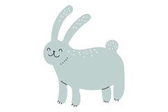 Funny hare. Cute smiling white rabbit standing Product Image 1