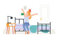 Smiling woman wake up and stretching. Happy morning Product Image 1