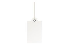 Blank price tag hanging on rope. Realistic paper mockup Product Image 1