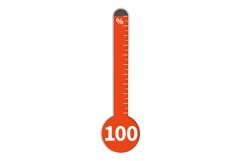 Percentage thermometer. Red scale with 100 percent, measurem Product Image 1