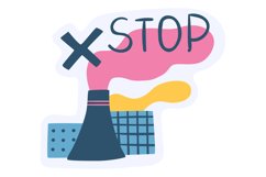 Stop air pollution sticker. Ecology saving cute label Product Image 1