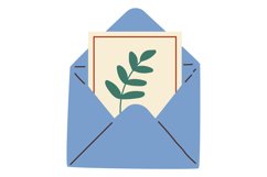 Postcard in paper envelope. Hand drawn color letter Product Image 1