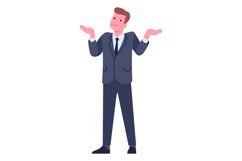 Businessman shrugging shoulders. Doubtful man in corporate o Product Image 1