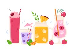 Summer cocktails in glasses with fruits and berries. Beach Product Image 1