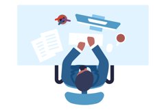Office workplace top view. Man working with computer. Emplo Product Image 1