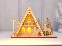 Laser Cut Christmas House SVG | A-Frame Cabin Light-Up Xmas Product Image 5