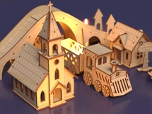 Christmas Town Laser Cut File Wooden Village Scene Product Image 5