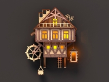 Hanging House Watermill Laser Cut File Product Image 5