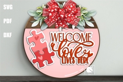 Welcome Love Lives Here Sign SVG | Valentine Family Sign SVG Product Image 1