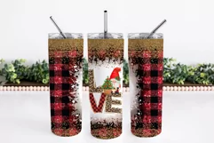 LOVE Christmas Glitter Gnome Sublimation Tumbler Wrap Product Image 3