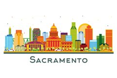 Sacramento USA city Skyline with Color Buildings isolated. Product Image 1