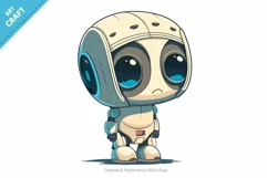 Sad cartoon Robot. T-Shirt, PNG, SVG. Product Image 2