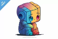 Sad cartoon Robot. T-Shirt, PNG, SVG. Product Image 2