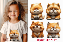 Sad dog clipart, happy dogs Chow chow clipart PNG Product Image 1