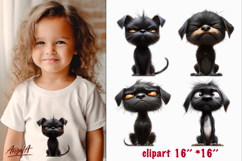 Sad dog clipart, unhappy Black dogs clipart PNG Product Image 1