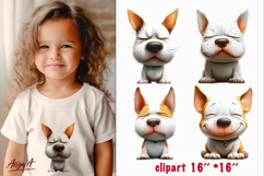Sad dog clipart, unhappy dogs, funny Bullterrier clipart PNG Product Image 1