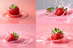 Strawberry Splashing into Pink Milk Product Image 1