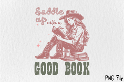 Saddle Up With A Good Book Sublimation PNG Product Image 1