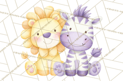Pastel Safari Baby Animals Clipart PNG, Nursery Watercolor Product Image 3