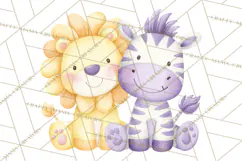 Pastel Safari Baby Animals Clipart PNG, Nursery Watercolor Product Image 3