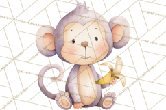Pastel Safari Baby Animals Clipart PNG, Nursery Watercolor Product Image 3