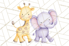 Pastel Safari Baby Animals Clipart PNG, Nursery Watercolor Product Image 3