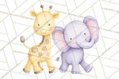 Pastel Safari Baby Animals Clipart PNG, Nursery Watercolor Product Image 3