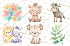 Pastel Safari Baby Animals Clipart PNG, Nursery Watercolor Product Image 6